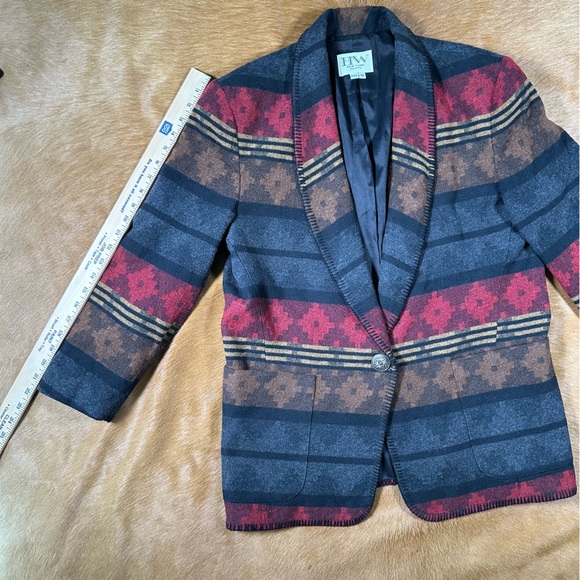 Vintage Made in the USA Aztec‎ Print Oversized Blazer Jacket - Picture 5 of 8